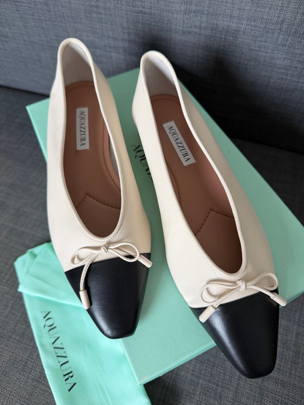 New Aquazzura Gioia Leather Flat Size 38 ballet flats shoes for women